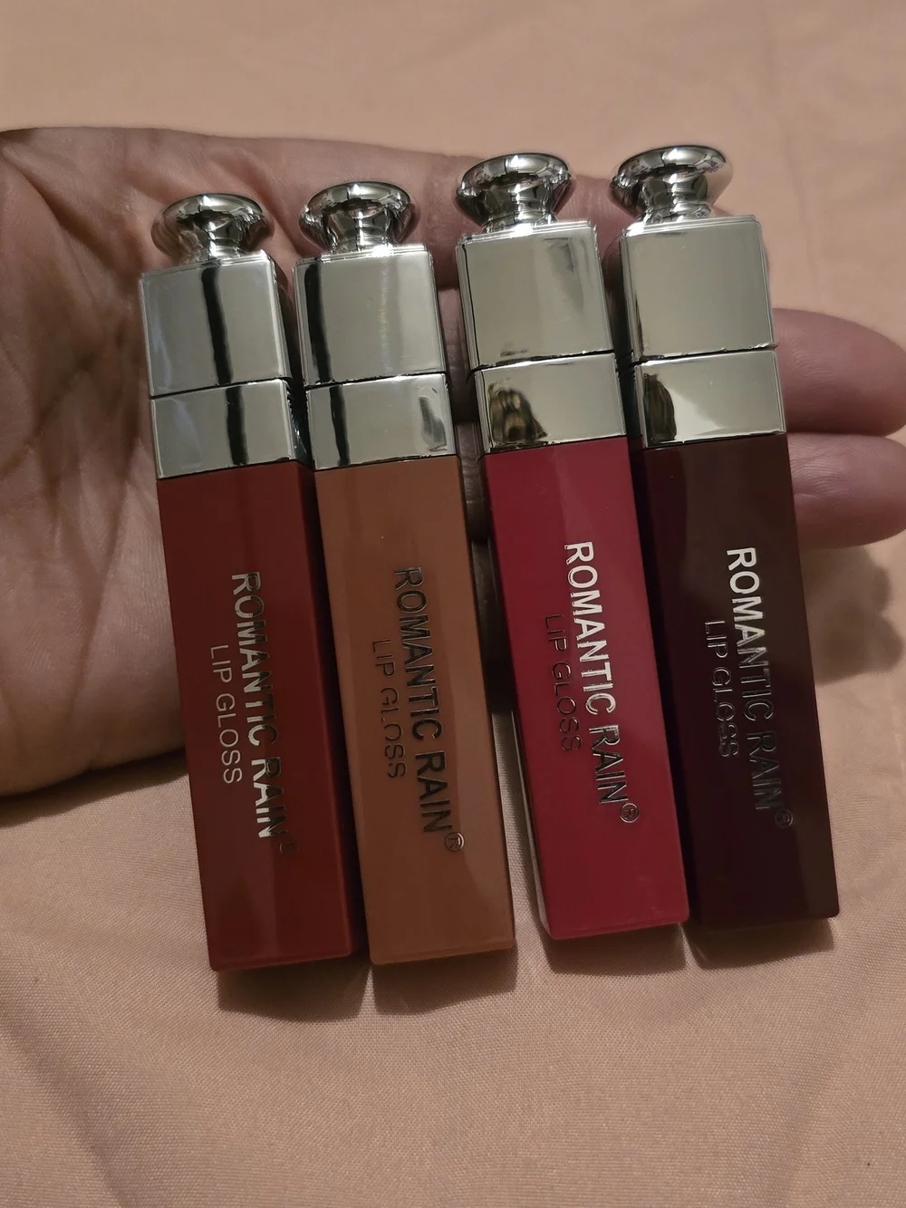 Romantic rain Women Lip Gloss Set - Red, Nude, Pink, Plum